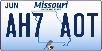 MO license plate AH7A0T