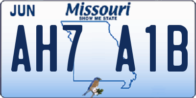 MO license plate AH7A1B