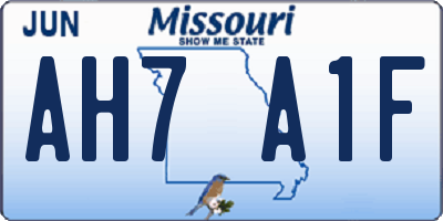 MO license plate AH7A1F