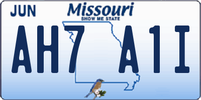 MO license plate AH7A1I