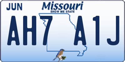 MO license plate AH7A1J
