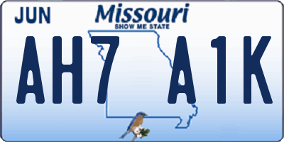 MO license plate AH7A1K