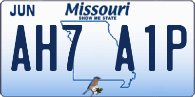 MO license plate AH7A1P