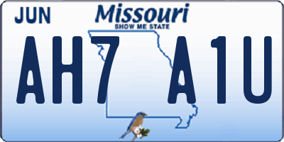 MO license plate AH7A1U