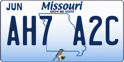 MO license plate AH7A2C