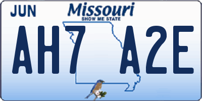 MO license plate AH7A2E