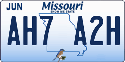 MO license plate AH7A2H