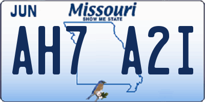 MO license plate AH7A2I