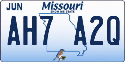 MO license plate AH7A2Q