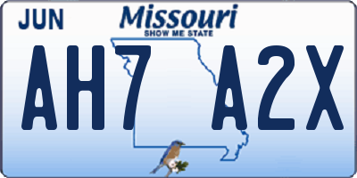 MO license plate AH7A2X
