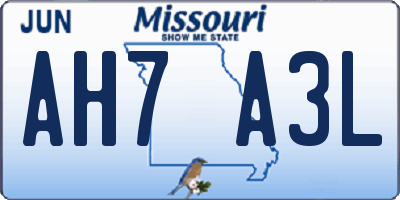 MO license plate AH7A3L