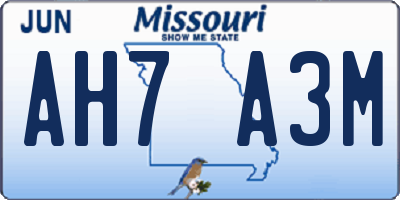 MO license plate AH7A3M