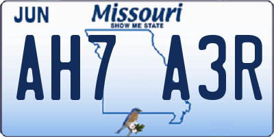 MO license plate AH7A3R