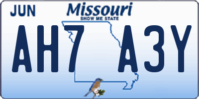 MO license plate AH7A3Y