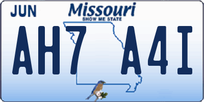MO license plate AH7A4I