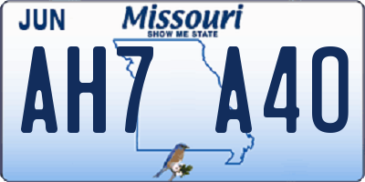 MO license plate AH7A4O