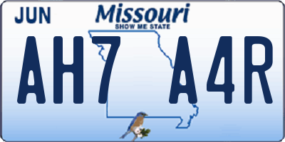 MO license plate AH7A4R
