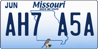 MO license plate AH7A5A