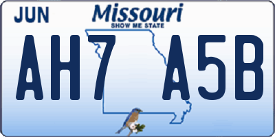 MO license plate AH7A5B