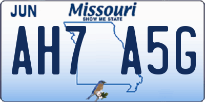 MO license plate AH7A5G