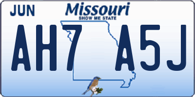 MO license plate AH7A5J