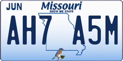 MO license plate AH7A5M