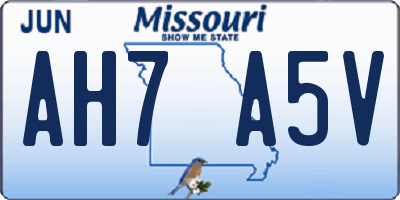 MO license plate AH7A5V