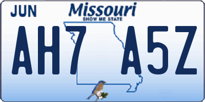 MO license plate AH7A5Z