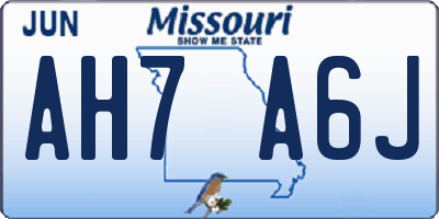 MO license plate AH7A6J