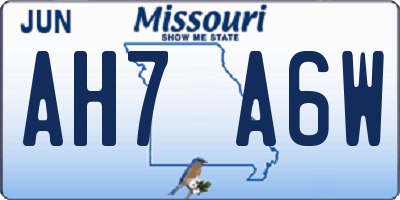 MO license plate AH7A6W