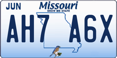 MO license plate AH7A6X