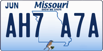 MO license plate AH7A7A