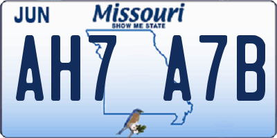 MO license plate AH7A7B