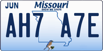 MO license plate AH7A7E