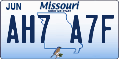MO license plate AH7A7F