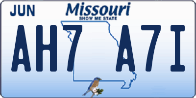 MO license plate AH7A7I