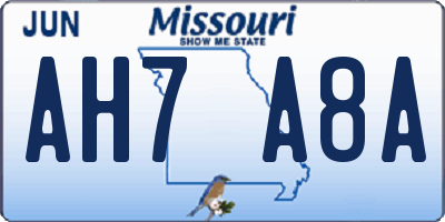 MO license plate AH7A8A