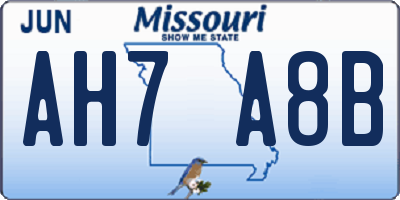 MO license plate AH7A8B