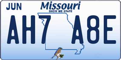 MO license plate AH7A8E
