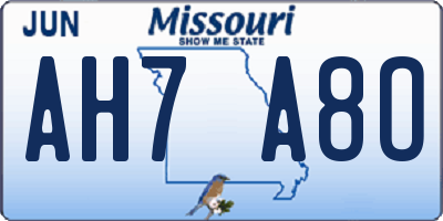 MO license plate AH7A8O