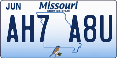 MO license plate AH7A8U