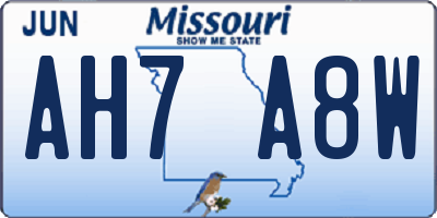 MO license plate AH7A8W