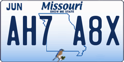 MO license plate AH7A8X