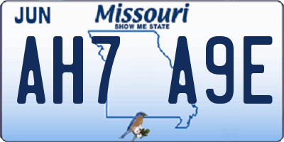 MO license plate AH7A9E