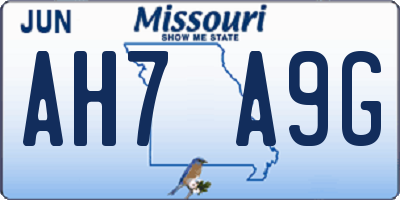 MO license plate AH7A9G