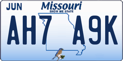MO license plate AH7A9K