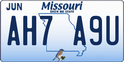 MO license plate AH7A9U
