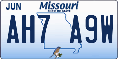 MO license plate AH7A9W