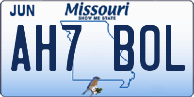 MO license plate AH7B0L