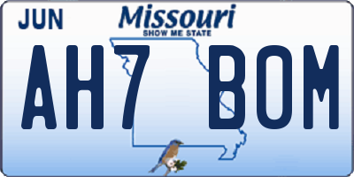 MO license plate AH7B0M